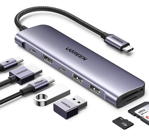 Adaptador Tipo C Ugreen Hub Usb C 7 En 1 5 Gbps Con Hdmi 4k