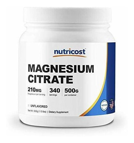 Polvo Nutritional De Citrato De Magnesio Nutricost 500g Sin Sabor Beneficioso Y Puro