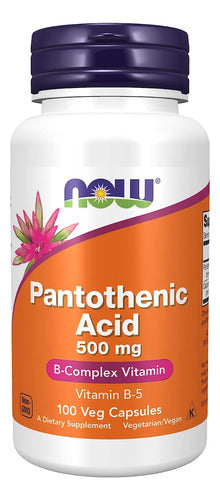 Ácido Pantoténico 500mg Now Suplemento Energético Esencial Para Tu Salud