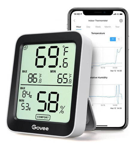 Termómetro Ambiental Higrómetro Control Preciso Alcance Remoto Bluetooth