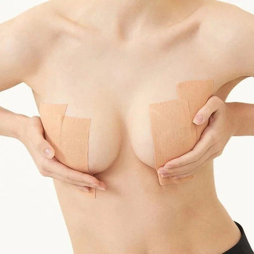 Cinta Levanta Busto Adhesiva Boob Tape Beige Impermeable Sin Sostén - almacenspeedway