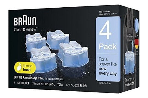 Solución De Limpieza Braun Clean And Renew 4 Und Afeitado Fresco