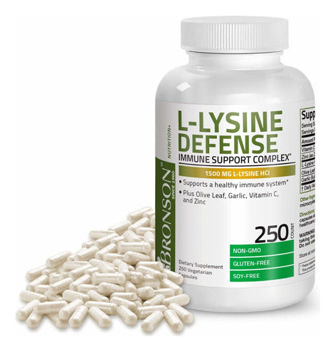 Bronson L-lysina 1500 Mg Complejo Inmunológico 250 Cápsulas para Defensas Saludables