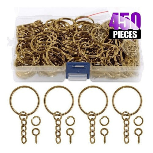 Aros Llavero Con Cadena 150 Piezas Juego de Llaveros de Bronce 1 Pulgada para Manualidades