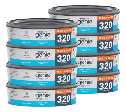 Paquete De 8 Repuestos Diaper Genie Essentials Para Pañales 2560 Capacidad