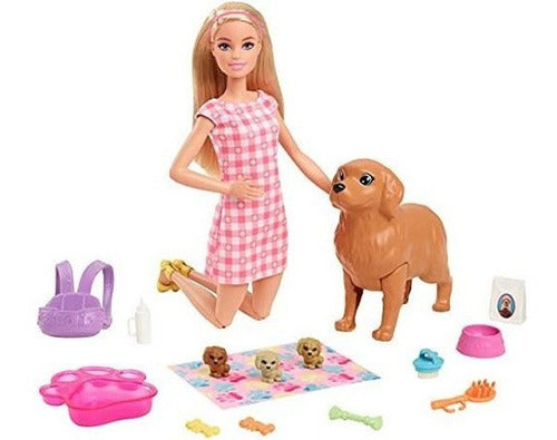 Barbie Newborn Pups Muñeca Con Accesorios De Cachorros Recién Nacidos