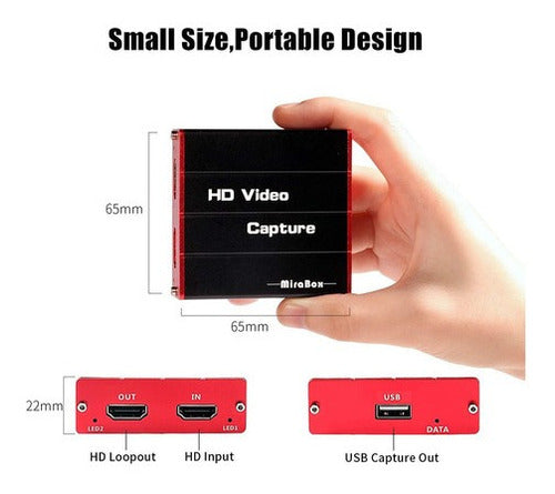 Mirabox Extensor Tx Extensor HDMI Mirabox HSV373-RX Captura Video 1080p 60fps Plug and Pla ...