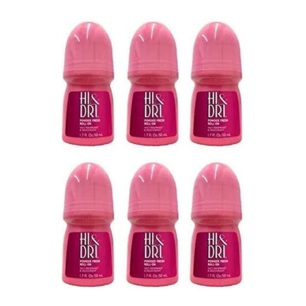 Desodorante Antitranspirante Hi & Dri Roll On Powder Fresh Pack De 6 Alta Protección