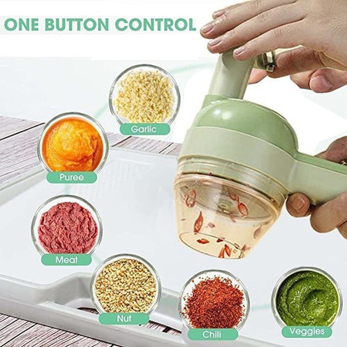 Cortador De Verduras Multifuncional 4 En 1 Recargable Usb Conveniencia Y Facilidad - almacenspeedway