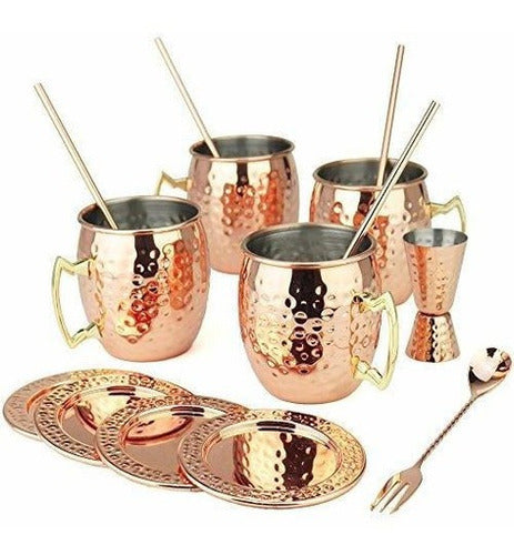 Vasos Juego 15 Piezas Cobre Moscow Mule Cocktail Bar Set Inoxidable