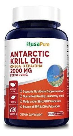 Aceite De Krill Antartico 2000 Mg Omega 3 Epa Dha 120 Capsulas Sin Gluten