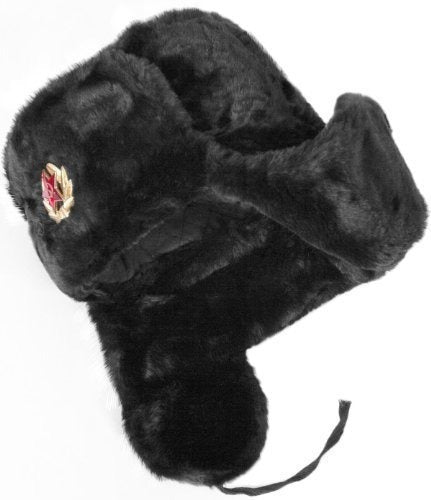 Sombrero Ruso Soviético Ushanka Piel Sintética Con Placa Extraíble