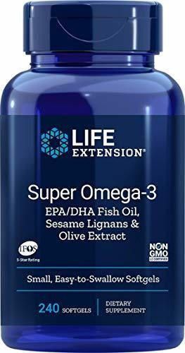 Super Omega-3 EPA/DHA Life Extension Apoyo Articulaciones y Corazón 240 Cápsulas