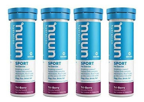Tabletas De Electrolito Hidratante Nuun Sport Suplemento Tri-Berry 40 Und