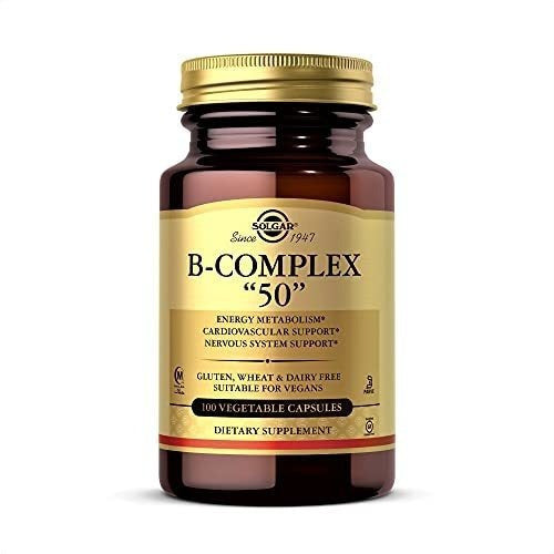 Solgar B-Complex 50mg 100 Cápsulas Energía Salud Cardiovascular Sistema Nervioso