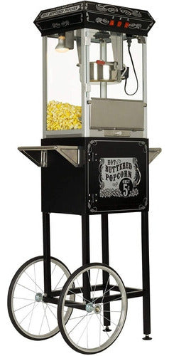 Carro Maquina Crispetera Palomitas De Maiz Negra 8 Oz Profesional