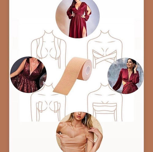 Cinta Levanta Busto Adhesiva Boob Tape Beige Impermeable Sin Sostén - almacenspeedway
