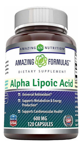 Acido Alfa Lipoico 600 Mg Control Peso 120 Cap Potencia Y Pureza Garantizadas