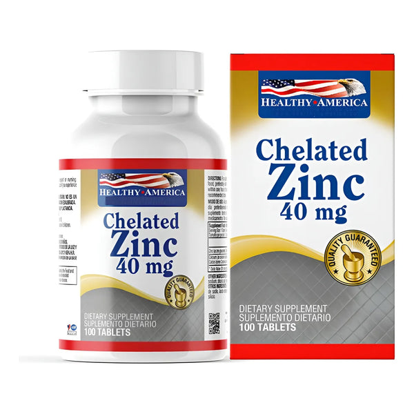 Chelated Zinc 40mg X100 Tabletas Healthy America  - Imagen 1