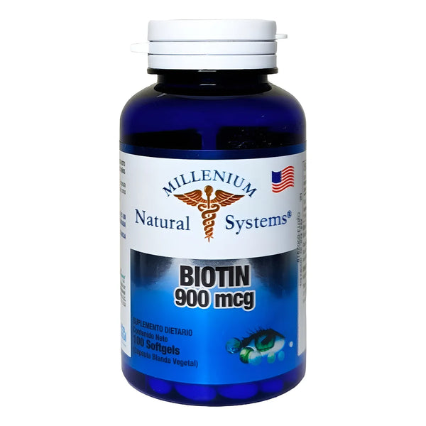 Biotina 900 Mcg 100 Capsulas Fortalece Cabello Piel Y Uñas - Imagen 1