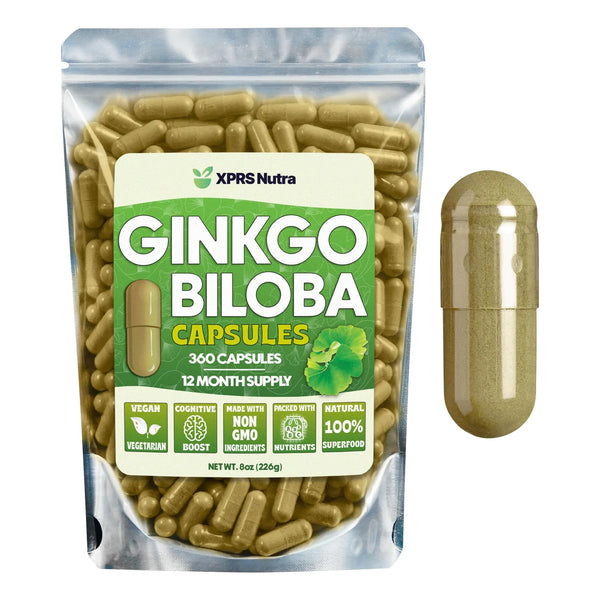 Cápsulas De Ginkgo Biloba 360 Unidades Mejora Cognición Y Enfoque Vegano