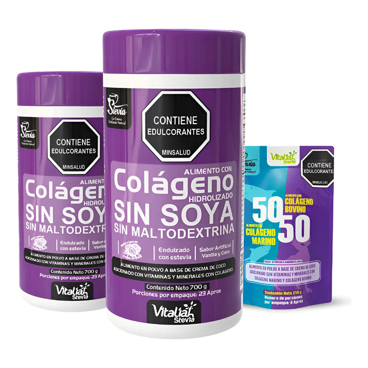 Kit Colágeno Hidrolizado Vitaliah Vainilla X2 + Doypack 50/50 - Imagen 1