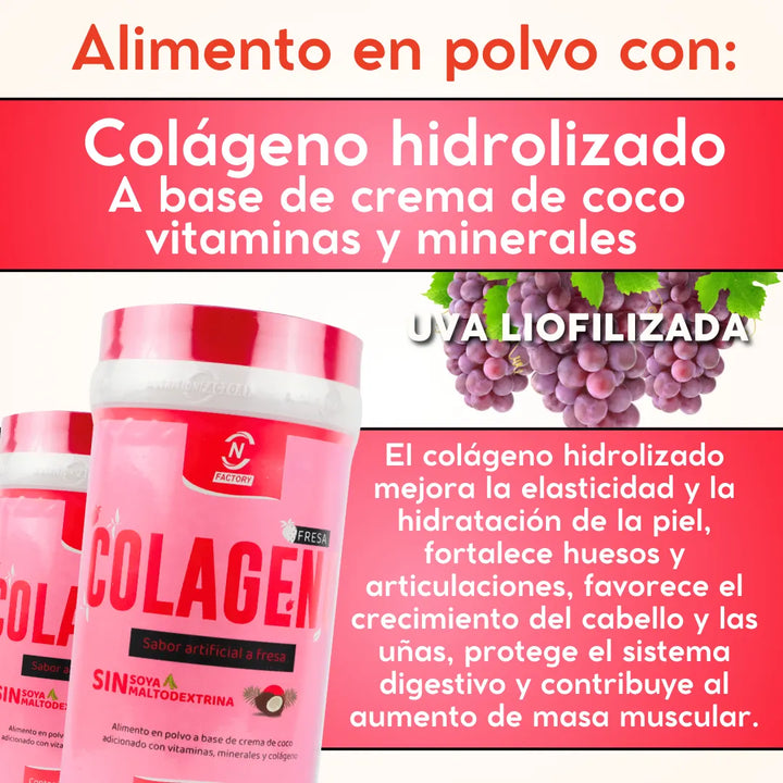 Colágeno Hidrolizado Fresa Nutrition Factory 500g - Imagen 4