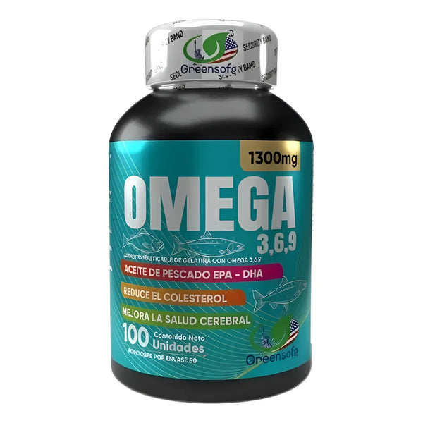 Omega 3-6-9 1300mg Greensofg | 100 Cápsulas Masticables | Reduce Colesterol, Apoya La Salud Cardiovascular Y Mejora Memoria Y Concentración - Imagen 1