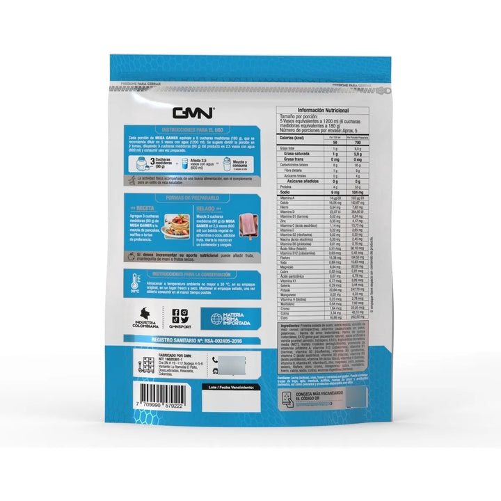Proteína Sin Azúcar (2 Lb) Mega Gainer Gmn Vainilla Gourmet - Imagen 2