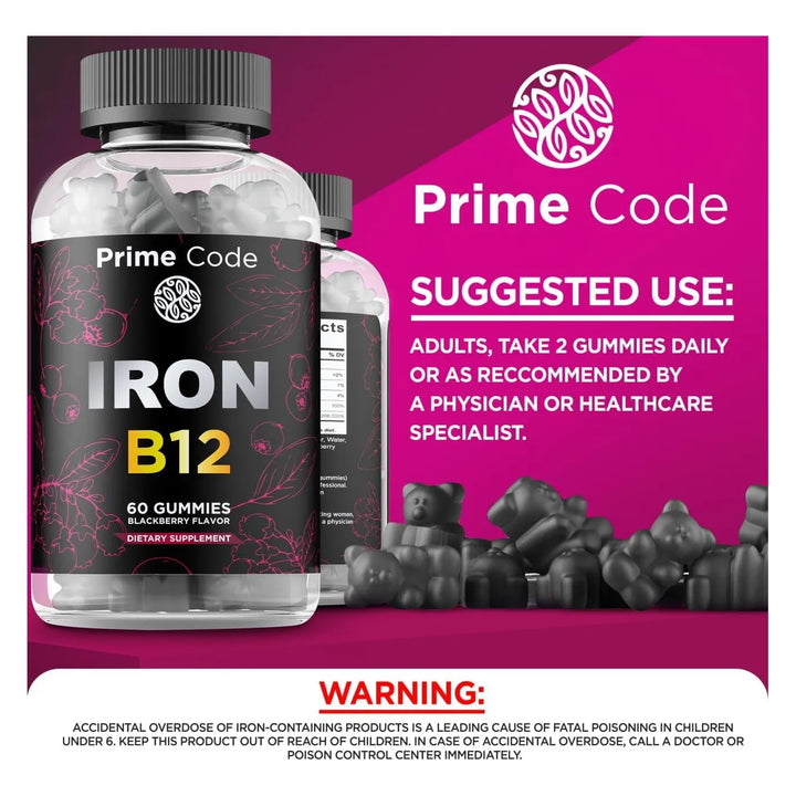 Gomitas De Hierro Con Vitamina B12 20 Mg Para Adultos Sabor - Imagen 4