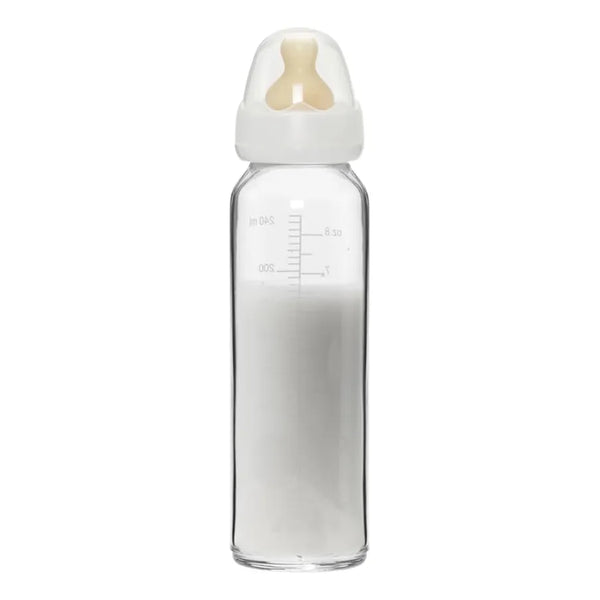 Biberón De Vidrio HEVEA 240ml Con Pezón Natural Anticólicos Sin BPA