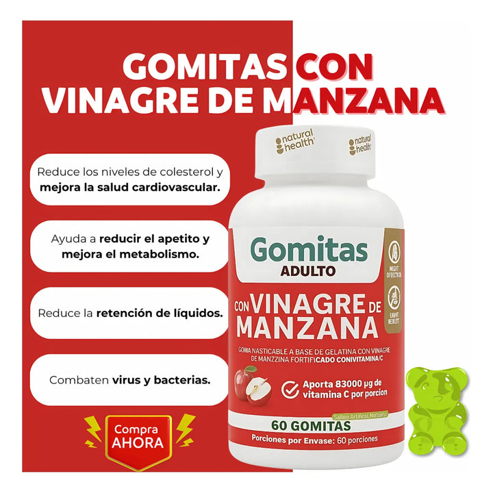Gomas Vinagre De Manzana Gelatina + Vitamina C- Registro Invima - Imagen 3