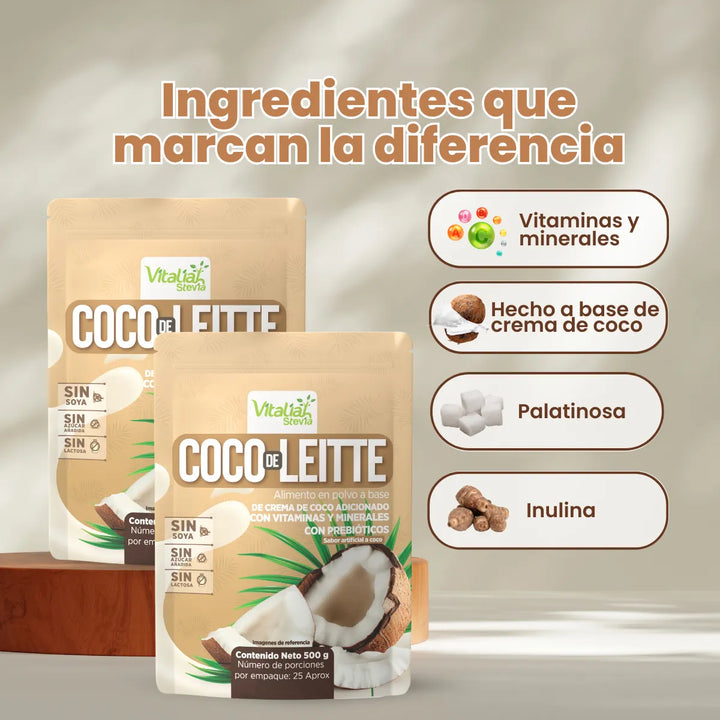 Kit Leche De Coco En Polvo Vitaliah 500g X2 - Imagen 3