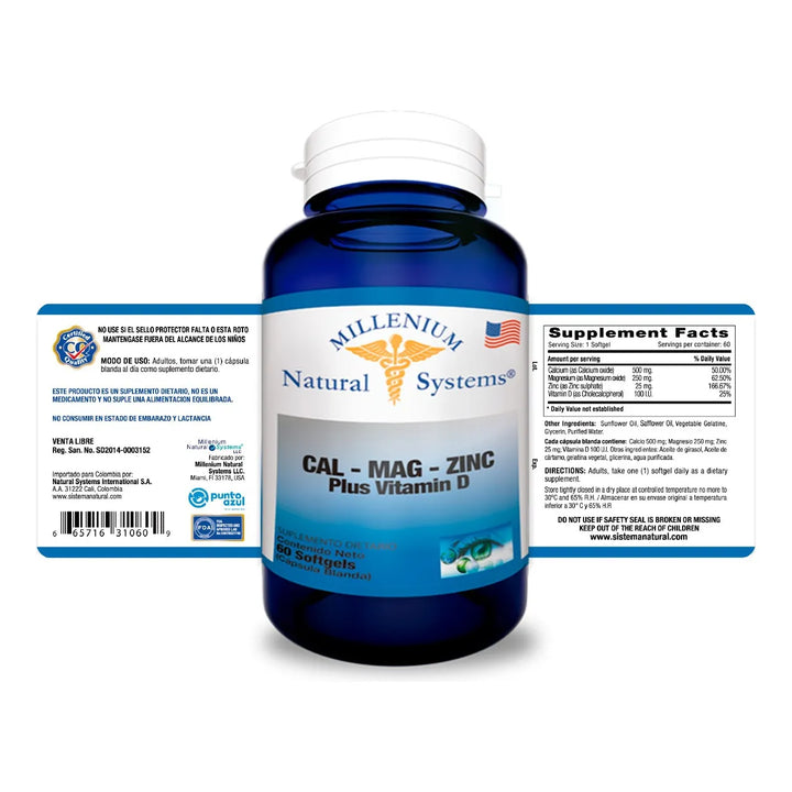 Calcio Magnesio Zinc Vitamina D 60 Softgel - Imagen 2