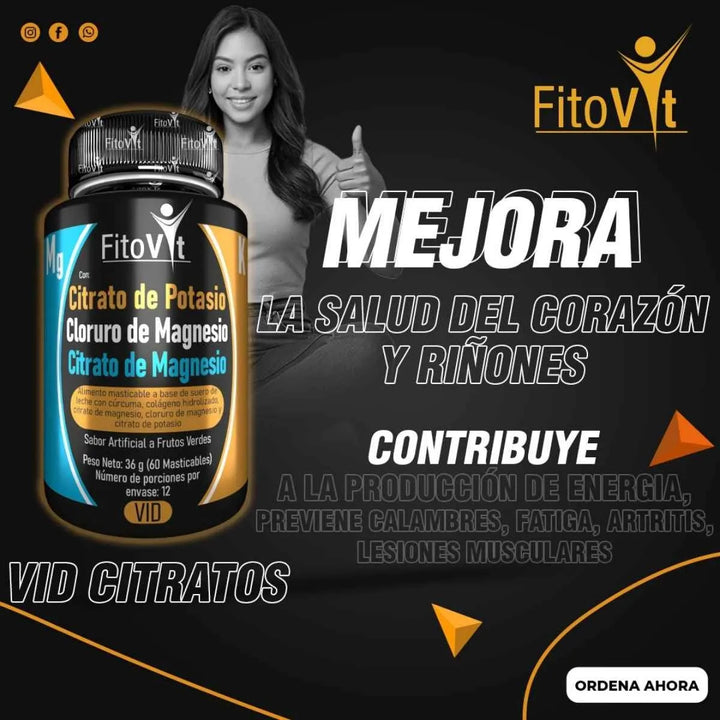 Citrato De Magnesio Y Potasio X60 Fitovit Original Frutos Verdes - Imagen 8