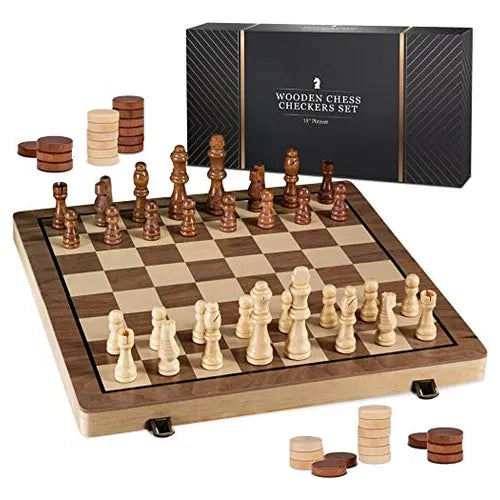 Juego De Ajedrez De Madera 15 Sets PLAYBEA Incluye Damas Diversion Familiar
