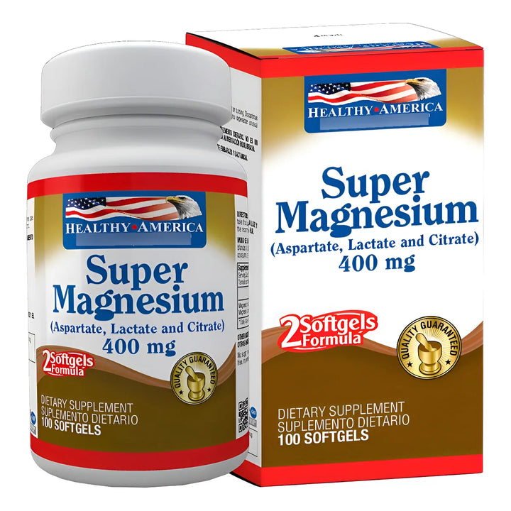 Suplemento Healthy America Suplementos Super Magnesium 400 Mg X  100 Capsulas Sin Sabor - Imagen 1
