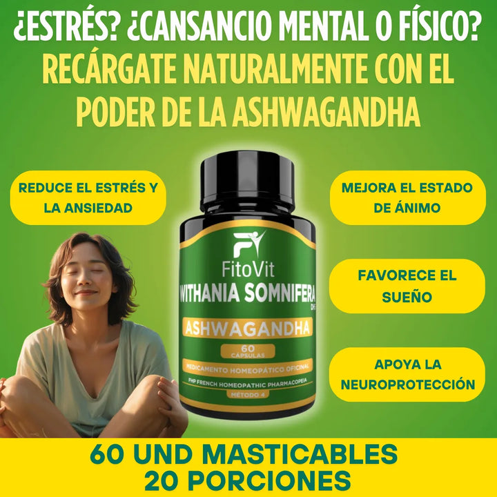 Ashwagandha Organica Y Pura 500mg Por Capsula Fitovit Original - Imagen 5
