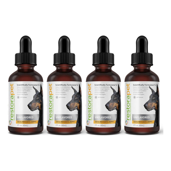 Multivitamínicos Líquidos Para Perros Y Gatos RestoraPet Pack X4 Alivio Articular Y Energía
