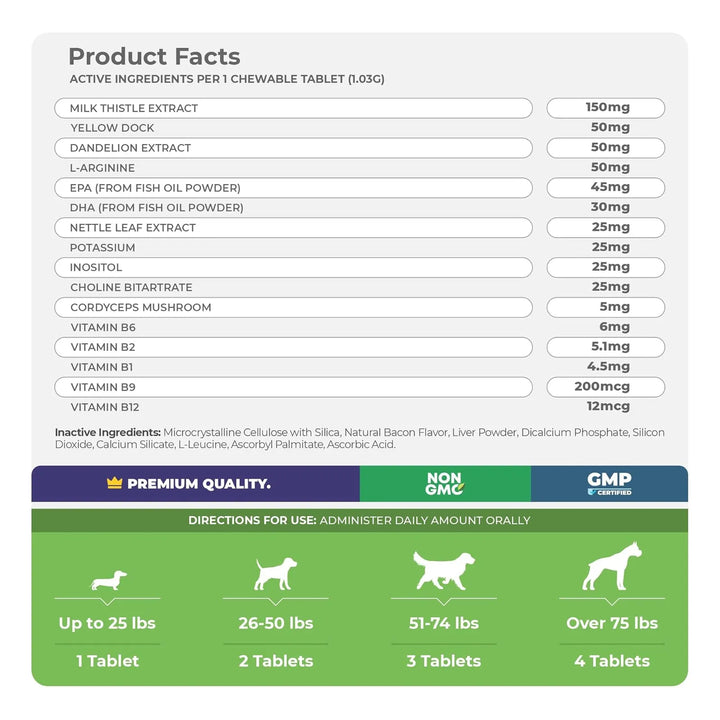 Cardo Mariano Masticable Para Perros 120 Tabletas Apoyo Hepá - Imagen 5