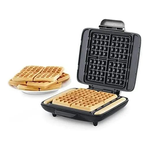 Maquina Para Hacer Waffles Dash Plateado 4 Porciones Antiadherente Y Facil Limpieza
