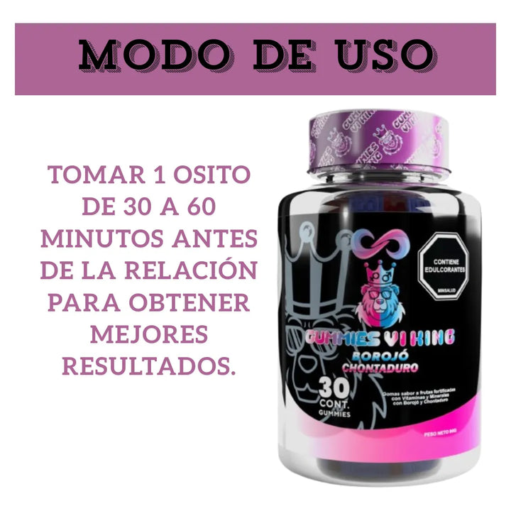 Energizantes Potenciador Afrodisíaco Gomitas Borojó Chontaduro Vitalidad + Autoestima Energía Natural Y Deseo Sexual Gummies Viking Masculino Femenino Frutas - Imagen 4