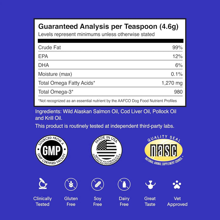 Aceite Omega 3 De Salmón Bacalao Y Krill Para Perros 500ml - Imagen 2