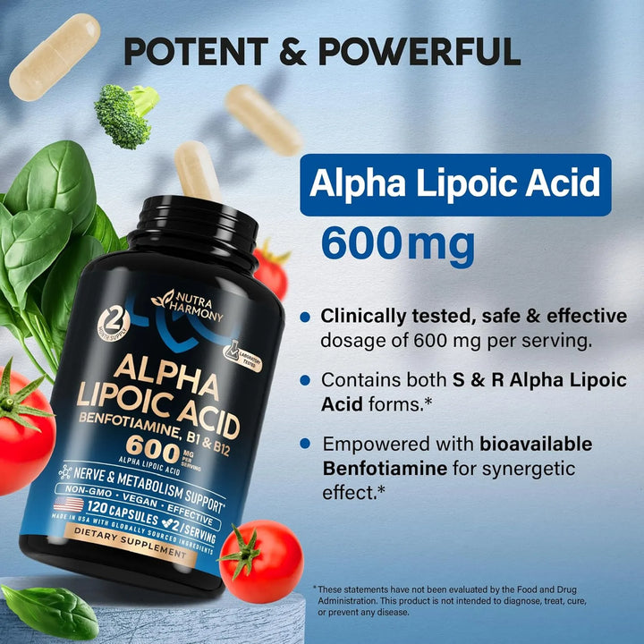 Ácido Alfa Lipoico 600 Mg Antioxidante Apoyo Nervioso Energí - Imagen 5