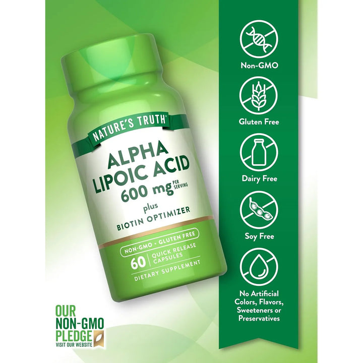 Ácido Alfa Lipoico 600 Mg Optimizador De Biotina 60 Cápsulas - Imagen 3