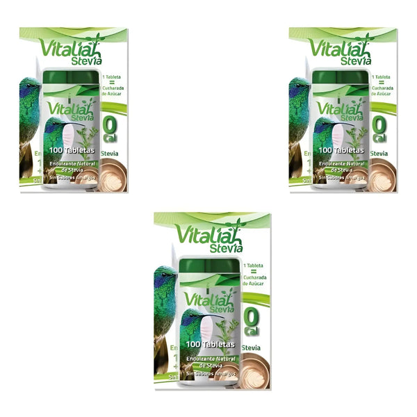 Tabletas De Stevia Vitaliah X3 Pastilleros De 100 Und - Imagen 1