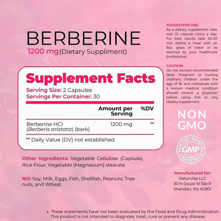 Berberina Hci 1200 Mg 60 Cápsulas Alta Potencia Fabricadas E - Imagen 3