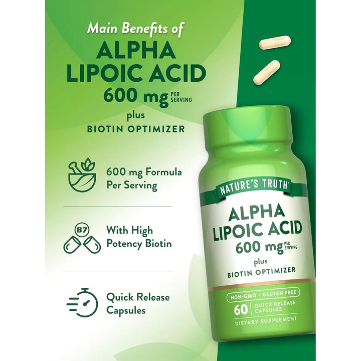 Ácido Alfa Lipoico 600 Mg Optimizador De Biotina 60 Cápsulas - Imagen 5
