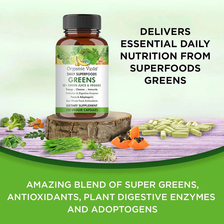 Cápsulas Orgánicas Super Greens 8 En 1 Con Moringa Té Verde - Imagen 5