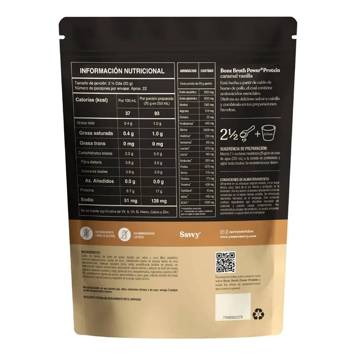 Proteína Savvy Caramel Vanilla Bone Broth 560g - Imagen 2
